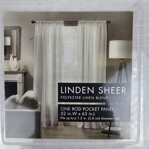 NWT Linden Sheer Linen Blend One Pocket 52'W X 63'L Curtain Panel